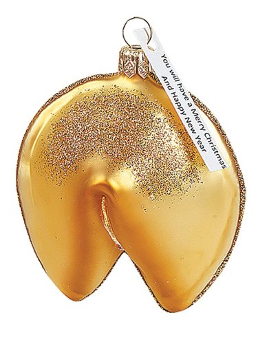 Chinese Fortune Cookie Polish Blown Glass Christmas Ornament Tree Decoration