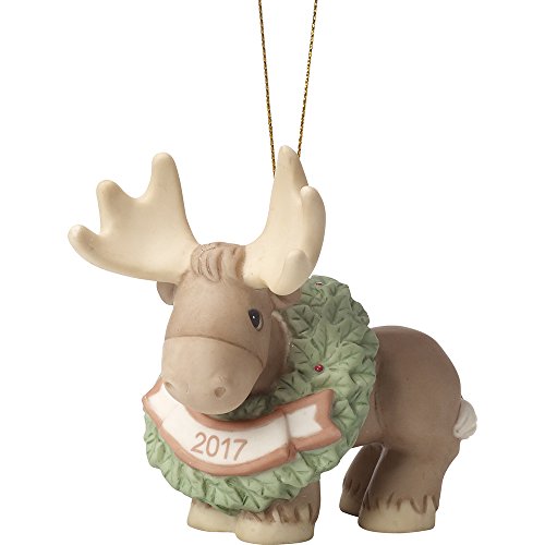 Precious Moments Merry Christmoose Dated 2017 Moose Bisque Porcelain Ornament 171009