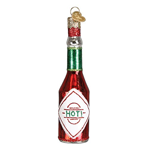 Old World Christmas Glass Blown Ornament with S-Hook and Gift Box, Food Collection (Hot Sauce)
