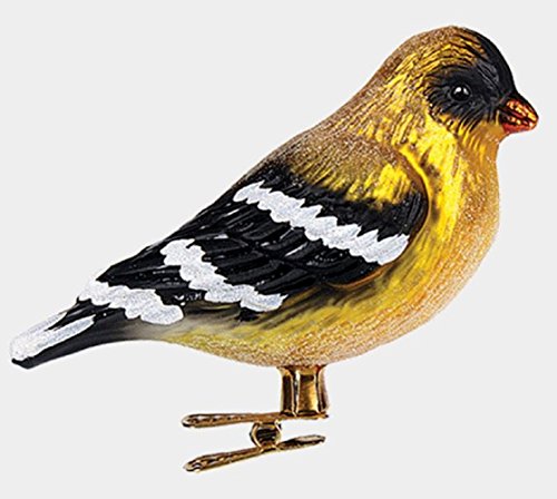 American Goldfinch Bird Clip On Polish Glass Christmas Ornament Animal Wildlife