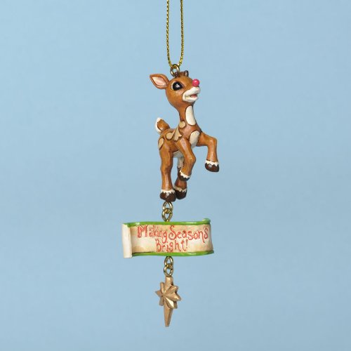 Jim Shore for Enesco Rudolph Traditions Seasons Bright Ornament, 3.54-Inch