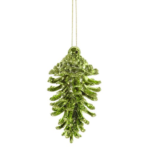 Vickerman 6 Count Green Kiwi Glittered Shatterproof Pine Cone Christmas Ornaments, 3.5″
