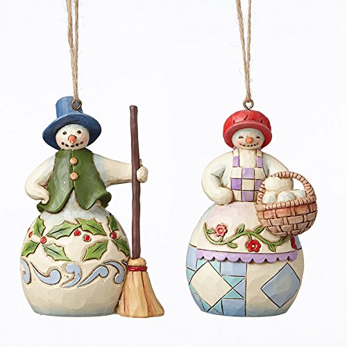 Jim Shore Heartwood Creek Mr and Mrs Snowman Christmas Ornament Set of 2 4051333