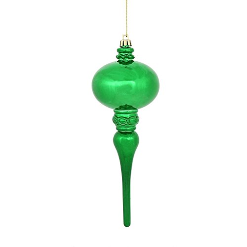 Vickerman 475355 – 8″ Green Shiny Finial Christmas Tree Ornament (3 pack) (N174504D)