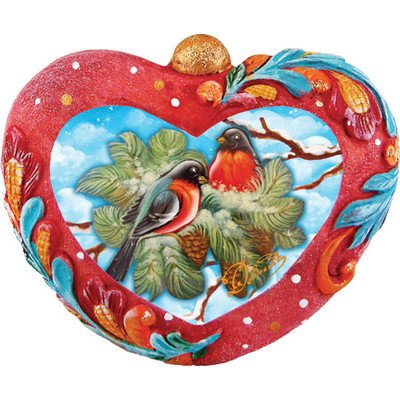 G. Debrekht Feathered Friends Birds Heart Ornament, 3.5″