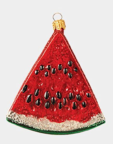 Slice of Watermelon Fruit Polish Glass Christmas Tree Ornament Food Decoration