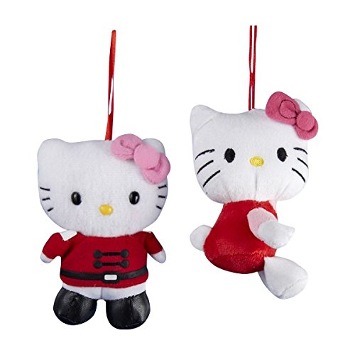 Kurt Adler 4 Inch 1 Set 2 Assorted Hello Kitty Standing And Leaping Plush Ornaments