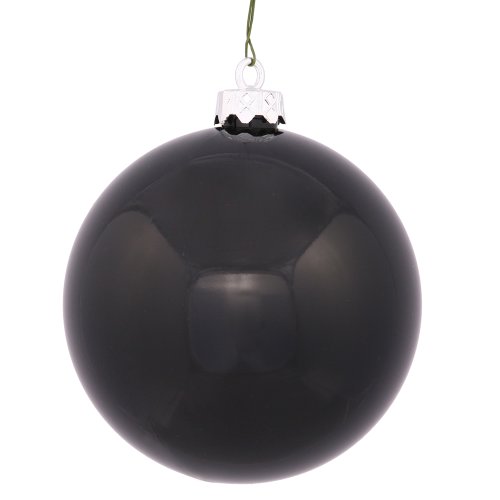 Vickerman Shiny Finish Seamless Shatterproof Christmas Ball Ornament, UV Resistant with Drilled Cap, 12 per Bag, 2.75″, Black