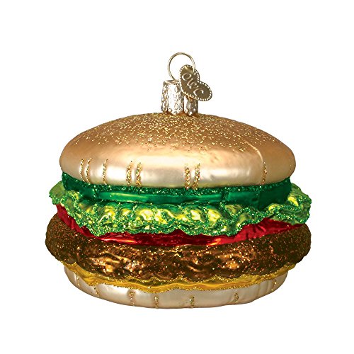 Old World Christmas Glass Blown Ornament with S-Hook and Gift Box, Food Collection (Cheeseburger)