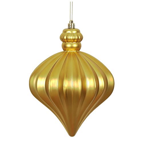 Vickerman 478653 – 6″ Gold Matte Onion Drop Christmas Tree Ornament (4 pack) (N175868D)