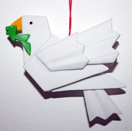 One Hundred 80 Degrees Origami Porcelain Bird Dove Christmas Ornament