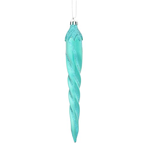 NorthLight 8 ct. Turquoise Blue Glitter Spiral Icicle Shatterproof Christmas Ornaments, 7.5 in.