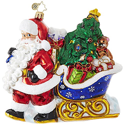 Christopher Radko Luge Full of Gifts Santa Claus Christmas Ornament