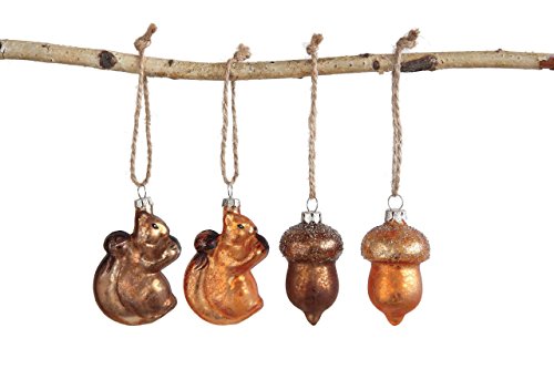 Box Set of 4 Christmas 2″ Ornaments, Squirrel and Acorn Designs