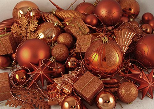 125-Piece Club Pack of Shatterproof Burnt Orange Christmas Ornaments
