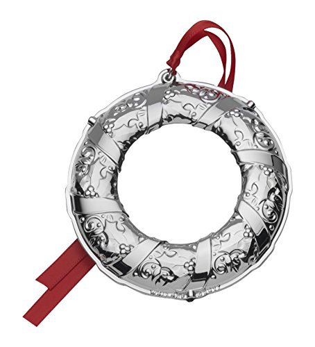 Wallace 2017 Silver Plated Engravable Wreath Ornament, 5th Anniversary Edition