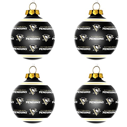 NHL Pittsburgh Penguins Repeat Glass Ball Christmas Ornament Bundle 4 Pack By Forever Collectibles