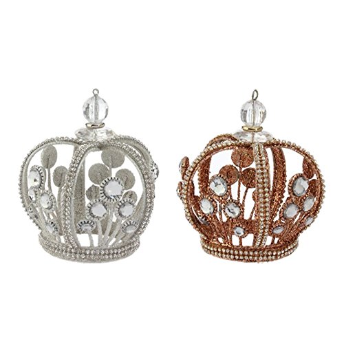 Royal Crown Jeweled Crown Ornament 3616269 RAZ Imports (Set of 2 (1-Bronze, 1-Silver))