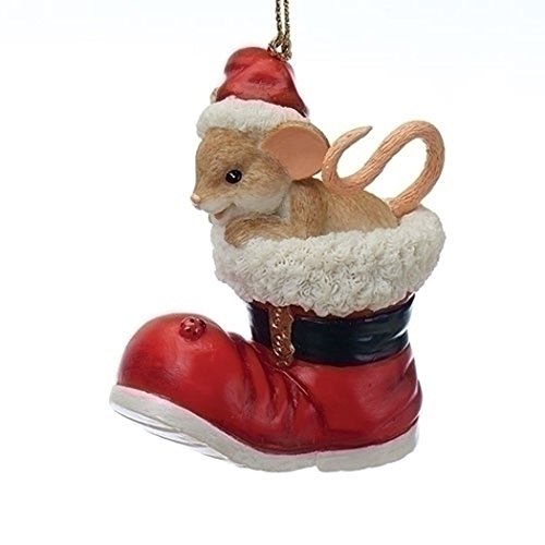 Charming Tails 130449 Mouse Santa Boot Ornament 25 Anniversary 2017