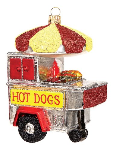 Hot Dog Cart Polish Mouth Blown Glass Christmas Ornament Tree Decoration