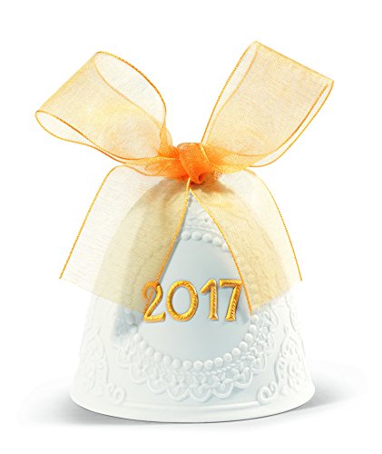 Lladro 2017 Christmas  Bell Re-Deco, White and Gold Porcelain