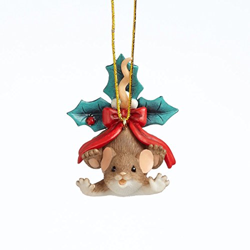 Charming Tails Holly Day Tail Mouse with Bow on Tail Christmas Ornament 4041170