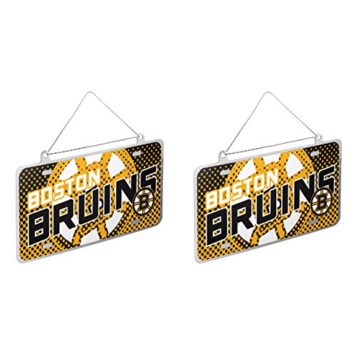 NHL Boston Bruins Metal License Plate Christmas Ornament Bundle 2 Pack By Forever Collectibles