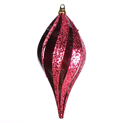 Vickerman 33636 – 8″ Burgundy Candy Glitter Swirl Drop Christmas Tree Ornament (M132505)