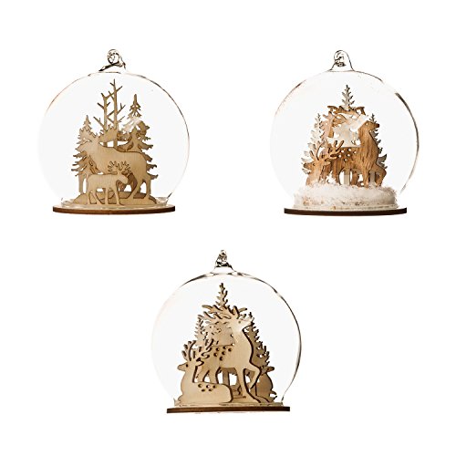 Set of 3 Woodland Dome Christmas Ornaments