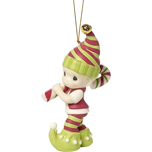 Precious Moments Wishing You The Sweetest Holiday Second in Annual Elf Series Bisque Porcelain Ornament 171014