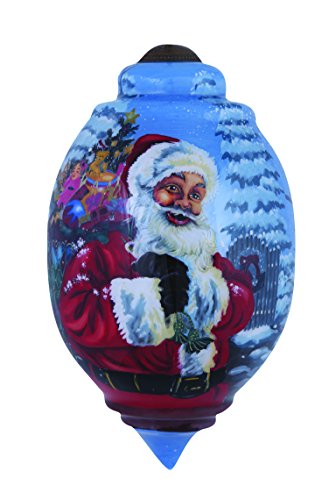 Ne’Qwa Art, Christmas Gifts, “Santa’s Magic Bag” Artist Dona Gelsinger, Trillion-Shaped Glass Ornament, #7151127