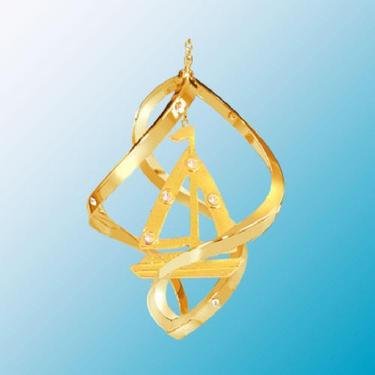 24K Gold Plated Sail Boat Mini Classic Spiral – Swarovski Crystal