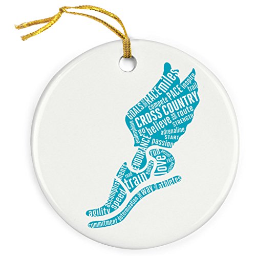 Inspirational Words Winged Foot Ornament | Cross Country Porcelain Ornaments by ChalkTalk SPORTS | Teal