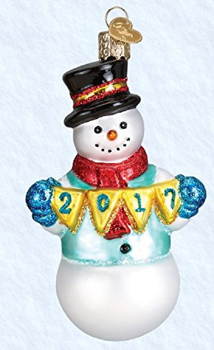 Old World Christmas 2017 Joyful Snowman Glass Blown Ornament