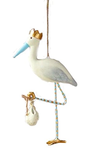 One Hundred 80 Degrees Royal Stork New Baby Hanging Ornament Blue