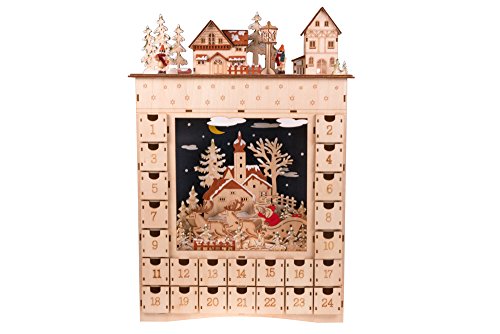 Village Advent Calendar From Clever Creations | 24 Day Diorama Wooden Christmas Countdown | Premium Holiday Décor | Wood with Painted Details| 100% Wood Construction | Measures 13” x 19.75” x 3”