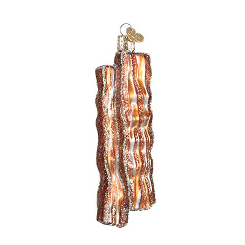 Old World Christmas Glass Blown Ornament with S-Hook and Gift Box, Food Collection (Bacon Strips)