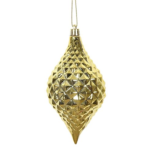 Vickerman 476758 – 6″ Gold Shiny Diamond Drop Christmas Tree Ornament (4 pack) (N174968D)