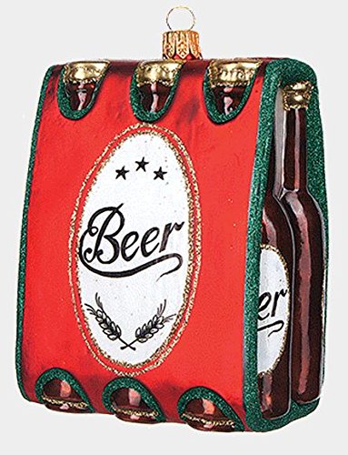 Six Pack of Beer Polish Mouth Blown Glass Christmas Ornament Decoration