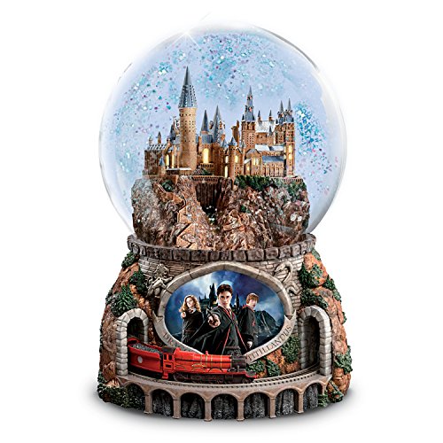 HARRY POTTER Musical Glitter Globe with Rotating Train and Movie Image Lights Up by The Bradford Exchange