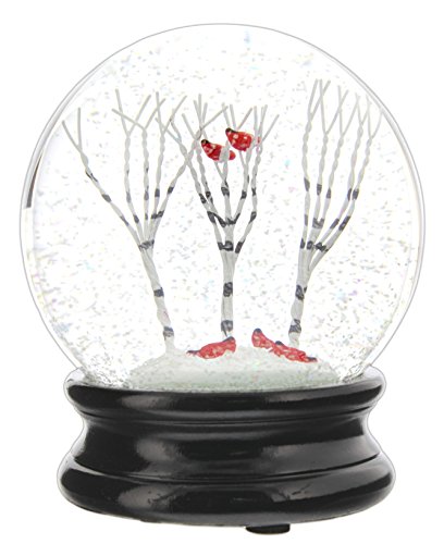 RAZ Imports 4.5″ Winter Forest with Cardinals Glass Snow Globe