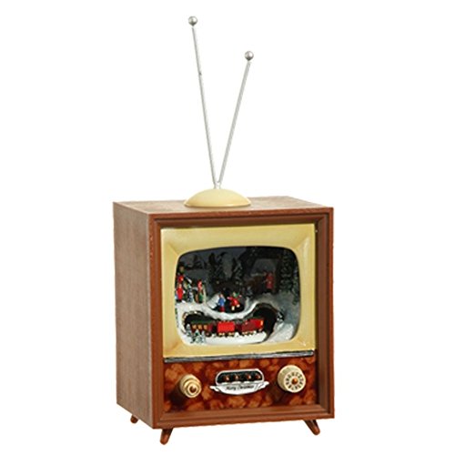 Animated Holiday Musical Retro Television TV 10-in RAZ Imports 3516162 (Brown)