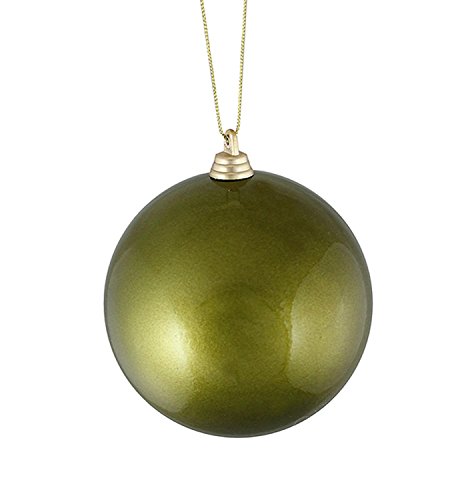 Vickerman Satin Olive Green Shatterproof Christmas Ball Ornament, 4″