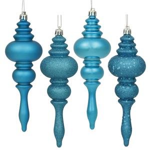 Vickerman 4 Finish Finial Ornaments, 7-Inch, Turquoise, 8-Pack