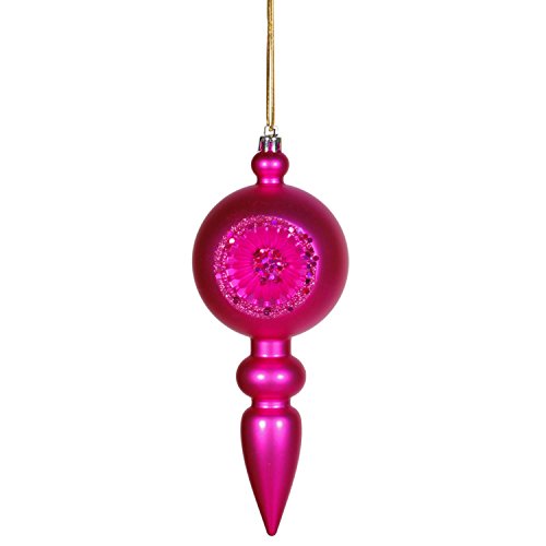 Vickerman Cerise Pink Retro Reflector Shatterproof Christmas Finial Ornament 8″