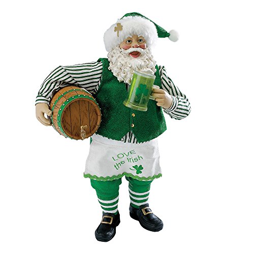 Kurt Adler Fabriche’ Musical Irish Santa with Beer Barrel, 10-Inch