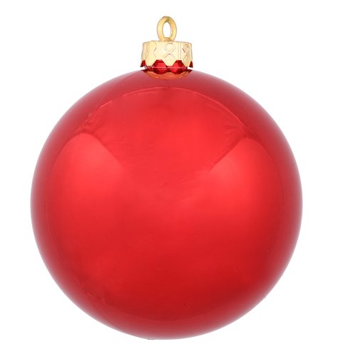 Vickerman Shatterproof Christmas Shiny Ball Ornaments, 32 per Box, 3″, Red