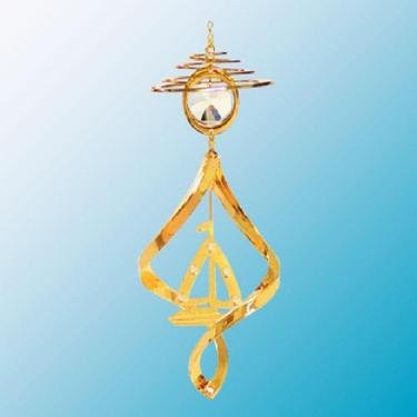 24K Gold Plated Sail Boat Mini Top Spiral – Swarovski Crystal