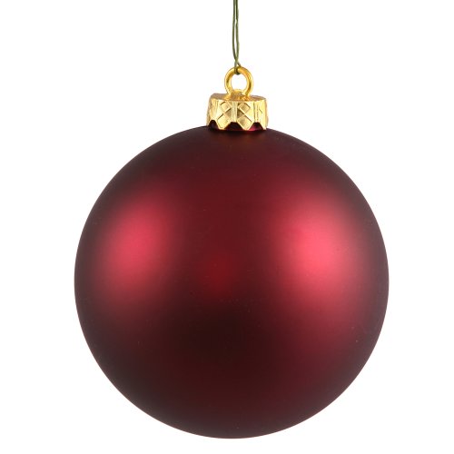 Vickerman Matte Finish Seamless Shatterproof Christmas Ball Ornament, UV Resistant with Drilled Cap, 12 per Bag, 2.75″, Wine