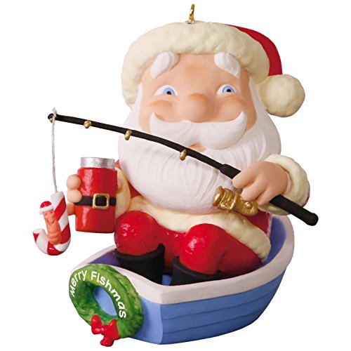 Hallmark Keepsake 2017 Merry Fishmas Santa Fishing Christmas Ornament